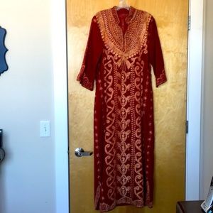 Velvet full length hand embroidered Dress